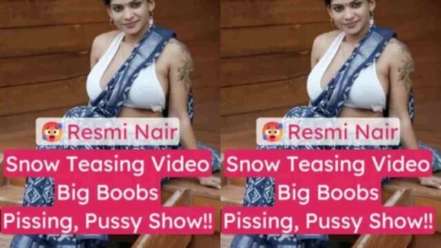 Resmi Nair Teases Her Big Boobs in Snow Pissing and Playing with Her Pussy