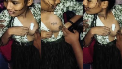Tamil Teen School Girl Making Tattoo on her Boobs viral mms